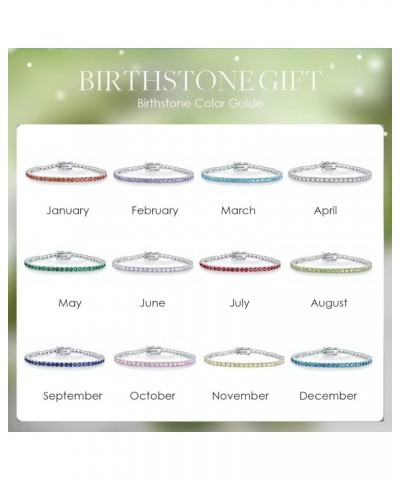 Birthstone Tennis Bracelets for Women,3mm Cubic Zirconia Classic Tennis Bracelets Size 6.5-7.5 Inch Birthday Gifts Jewelry fo...