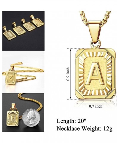 Stainless Steel Initial Letter Pendant Necklace A-Z Capital Letter Box Chain Monogram Necklace for Men Women 18inch Gold A go...