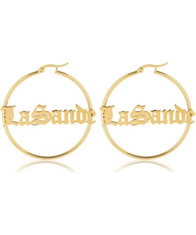 Custom Name Earrings Personalized Big Hoop Earrings Oversize Hip-Hop Earrings with Any Name for Women Girls Style 11 Hoop $10...