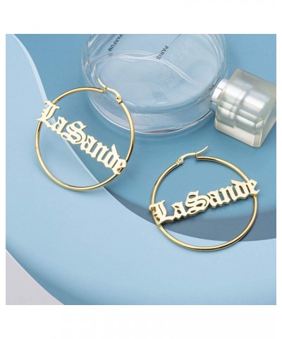 Custom Name Earrings Personalized Big Hoop Earrings Oversize Hip-Hop Earrings with Any Name for Women Girls Style 11 Hoop $10...