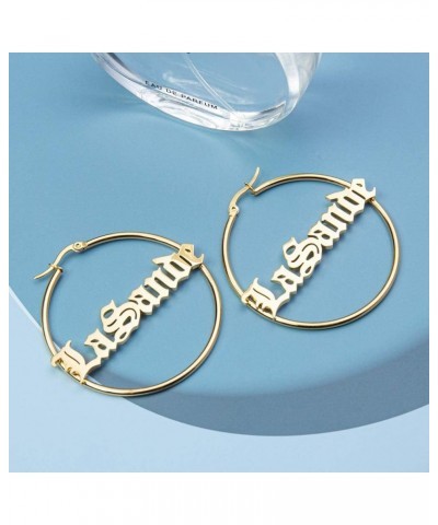 Custom Name Earrings Personalized Big Hoop Earrings Oversize Hip-Hop Earrings with Any Name for Women Girls Style 11 Hoop $10...