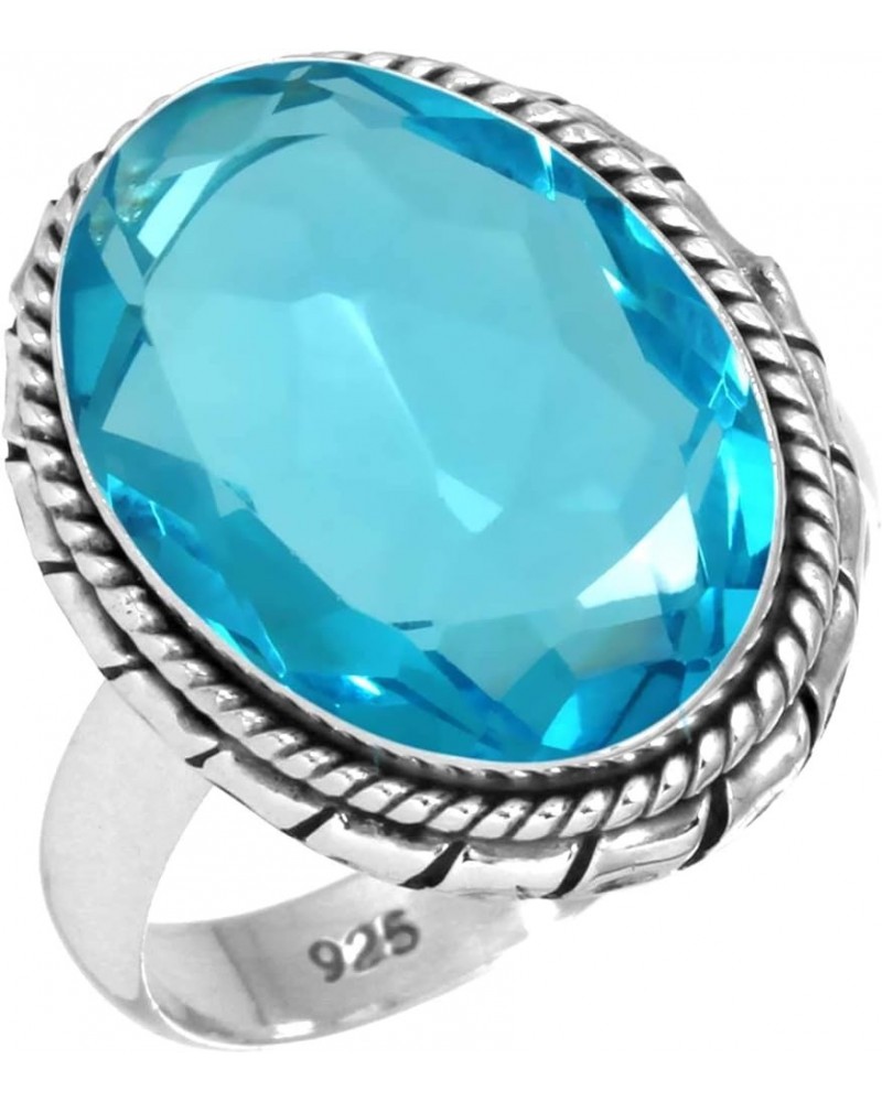 925 Sterling Silver Handmade Ring for Women 12x16 Oval Gemstone Costume Silver Jewelry for Gift (99035_R) Blue Quartz $21.08 ...