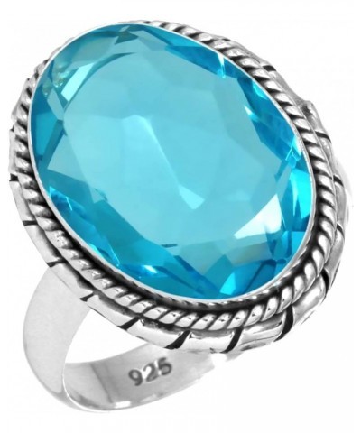 925 Sterling Silver Handmade Ring for Women 12x16 Oval Gemstone Costume Silver Jewelry for Gift (99035_R) Blue Quartz $21.08 ...