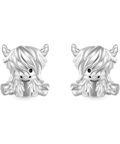 Scottish Highland Cow Cute Love Stud Earrings For Women, 14K White Gold Plated Earrings for Her, Jewelry Gift Animals $24.18 ...