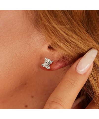 Scottish Highland Cow Cute Love Stud Earrings For Women, 14K White Gold Plated Earrings for Her, Jewelry Gift Animals $24.18 ...