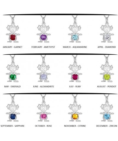 Round Cubic Zirconia Birthstone Girl Flat Charm Rhodium Plated Sterling Silver October $11.69 Pendants