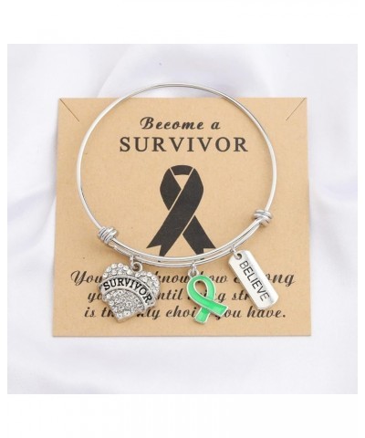 Green Ribbon Awareness Bracelets with Card Liver Cancer Survivor Gifts Lymphoma Kidney Disease Awareness Gifts Green Bracelet...