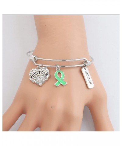 Green Ribbon Awareness Bracelets with Card Liver Cancer Survivor Gifts Lymphoma Kidney Disease Awareness Gifts Green Bracelet...