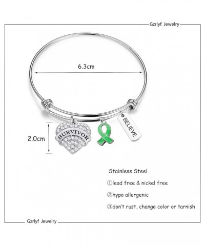 Green Ribbon Awareness Bracelets with Card Liver Cancer Survivor Gifts Lymphoma Kidney Disease Awareness Gifts Green Bracelet...