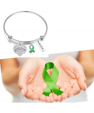 Green Ribbon Awareness Bracelets with Card Liver Cancer Survivor Gifts Lymphoma Kidney Disease Awareness Gifts Green Bracelet...