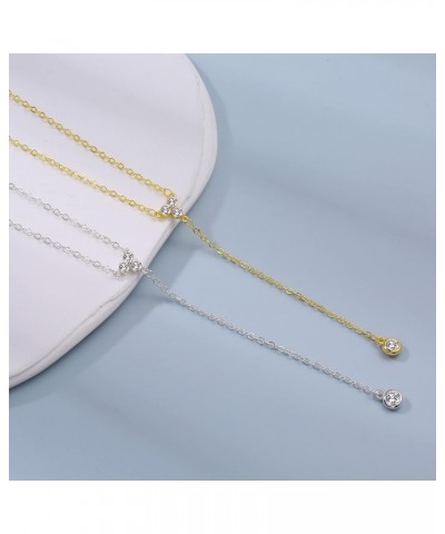 CZ Round Drop Y Necklace for Women 18K Gold Plated Dainty Cubic Zirconia Cut CZ Lariat Y-Shaped Necklace Delicate Cute Simple...