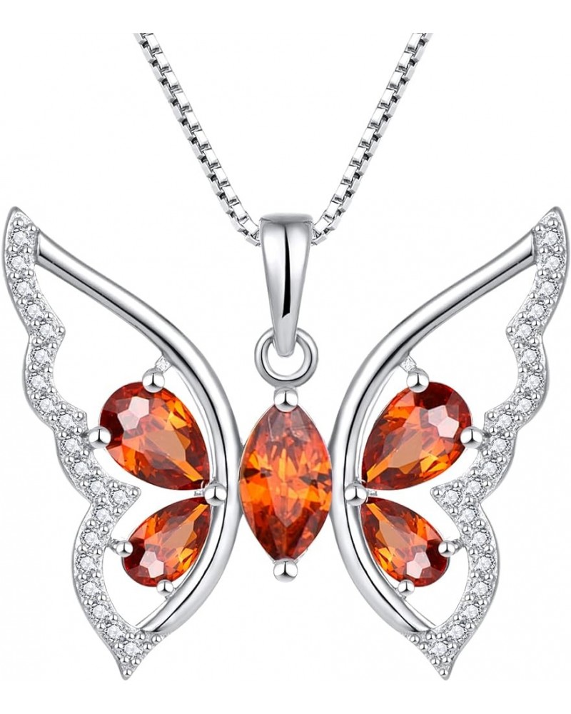 Butterfly Necklace for Women 925 Sterling Silver Birthstone Butterfly Pendant Jewelry Gifts A.January-Garnet $31.20 Necklaces