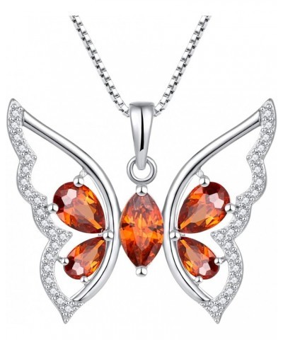 Butterfly Necklace for Women 925 Sterling Silver Birthstone Butterfly Pendant Jewelry Gifts A.January-Garnet $31.20 Necklaces