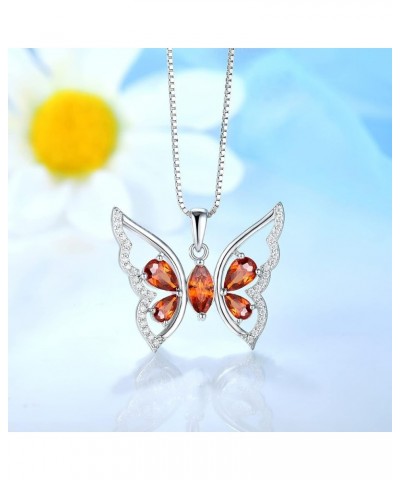 Butterfly Necklace for Women 925 Sterling Silver Birthstone Butterfly Pendant Jewelry Gifts A.January-Garnet $31.20 Necklaces