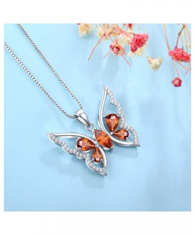 Butterfly Necklace for Women 925 Sterling Silver Birthstone Butterfly Pendant Jewelry Gifts A.January-Garnet $31.20 Necklaces