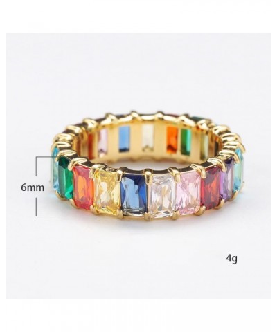 Women's Stainless Steel Colorful Zircon Gemstone Ring Size 6-10 10 Silver-White $10.25 Rings