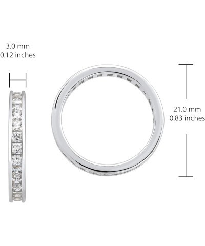 925 Sterling Silver 2mm 3mm 4mm Princess-Cut Cubic Zirconia Channel Set Eternity Band Ring for Women Teen Girls | Silver, Yel...