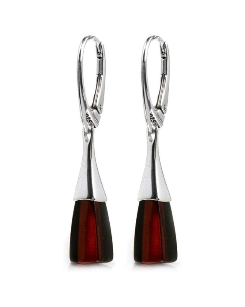 Black Cherry Amber Sterling Silver Leverback Classic Earrings $26.00 Earrings