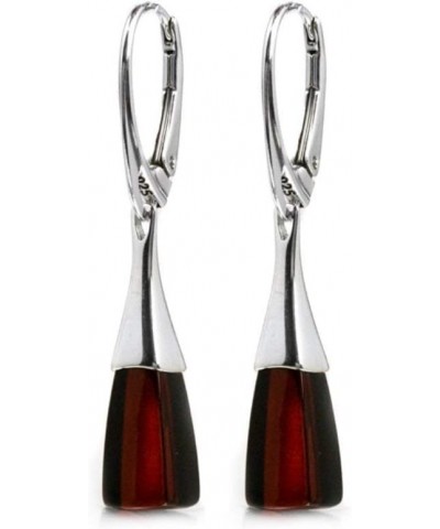 Black Cherry Amber Sterling Silver Leverback Classic Earrings $26.00 Earrings