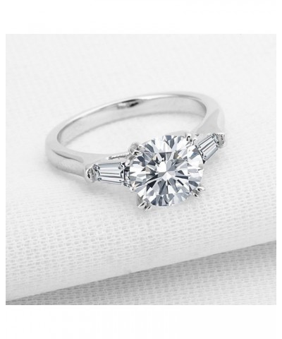 Sterling Silver 2 Carat CZ Baguette Round Solitaire Engagement Ring Bridal Wedding Jewelry $20.98 Rings