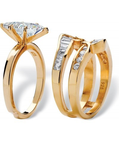 PalmBeach Yellow Gold-Plated or Sterling Silver Marquise Cut and Baguette Cubic Zirconia 2 Piece Jacket Bridal Ring Set 14k G...