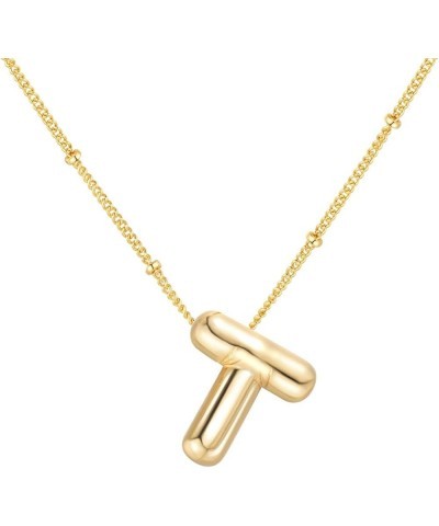 Bubble Letter Necklace For Women Girls, Balloon Initial Necklaces Dainty Alphabet Pendant 18K Gold Plated Chain Puffy Name Pe...