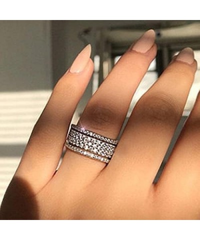 925 Sterling Silver Cubic Zirconia Eternity Engagement Wedding Bands Wedding Ring Anniversary Eternity Bands 3 Band Width Rin...