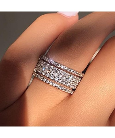 925 Sterling Silver Cubic Zirconia Eternity Engagement Wedding Bands Wedding Ring Anniversary Eternity Bands 3 Band Width Rin...