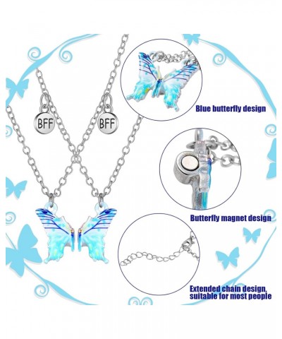 4 Pcs Butterfly Friendship Necklace Matching Bracelets for Best Friends BFF Necklace for 2 Silver Women Girls Butterfly Brace...