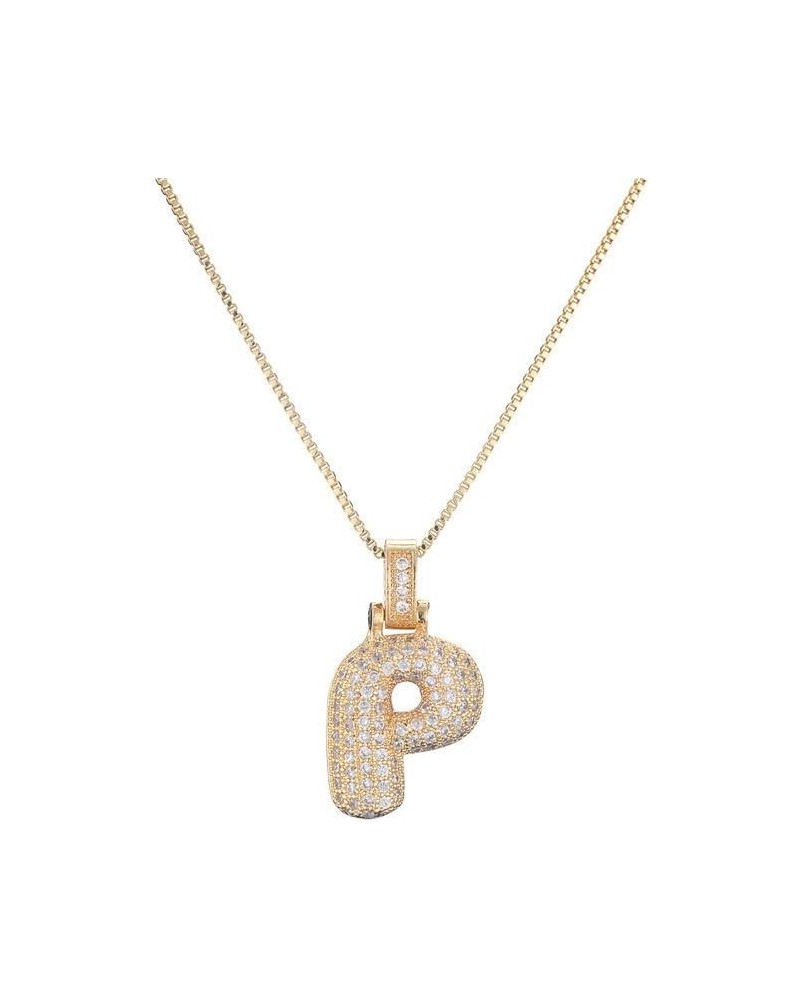 Bubble Initial Necklace,18K Gold Plated Cubic Zirconia Necklace Personalized Name Necklace for Women A-Z Letter Necklaces Jew...