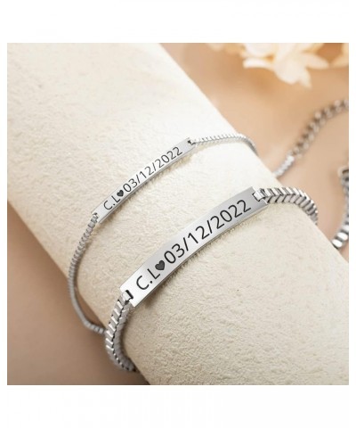 Custom Engraved Bracelets for Men Women Couples Matching Bracelets Gifts for Him Her Lover Friendship Personalized Name Coupl...