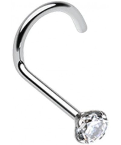 Prong Set Gem Top 316L Surgical Steel Nose Screw Ring (Sold Individually) 20 GA, 7mm, Ball 2mm, Clear $10.19 Body Jewelry