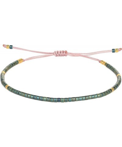 Miyuki Beaded Friendship Bracelets Thin Rope Bracelets Women Handmade Wrap Bracelets Jewelry Dull Green $9.87 Bracelets