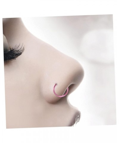 2 Pcs Nose Hoop Nose Rings for Women Fake Nose Ring Stud Nose Studs for Women Nose Piercing Stud Medium Pink $6.96 Body Jewelry