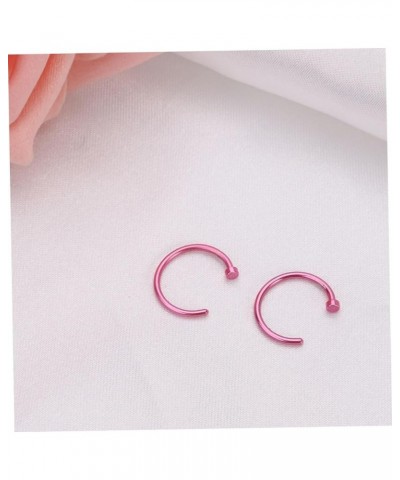 2 Pcs Nose Hoop Nose Rings for Women Fake Nose Ring Stud Nose Studs for Women Nose Piercing Stud Medium Pink $6.96 Body Jewelry