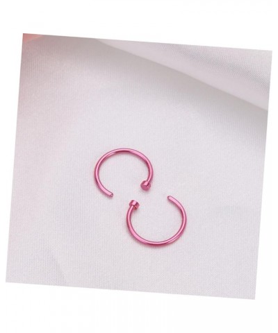 2 Pcs Nose Hoop Nose Rings for Women Fake Nose Ring Stud Nose Studs for Women Nose Piercing Stud Medium Pink $6.96 Body Jewelry