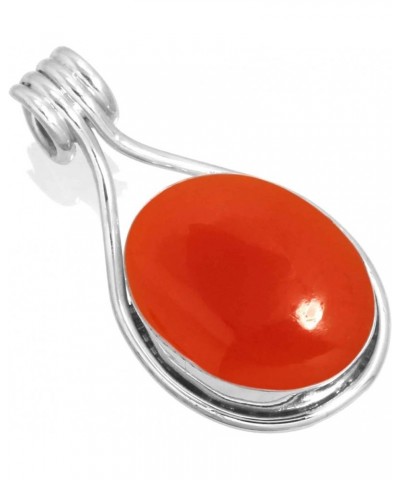 925 Sterling Silver Handmade Pendant for Women 12x16 Oval Gemstone Costume Silver Jewelry for Gift (99560_P) Carnelian $18.62...