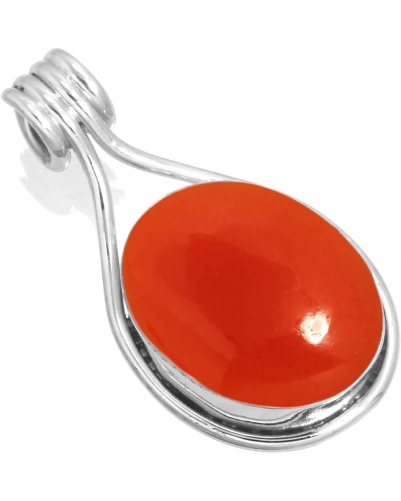 925 Sterling Silver Handmade Pendant for Women 12x16 Oval Gemstone Costume Silver Jewelry for Gift (99560_P) Carnelian $18.62...