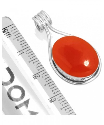 925 Sterling Silver Handmade Pendant for Women 12x16 Oval Gemstone Costume Silver Jewelry for Gift (99560_P) Carnelian $18.62...