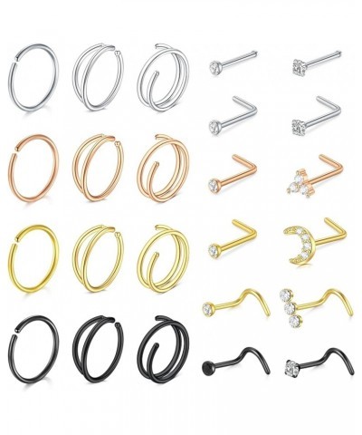 Nose Rings Nose Piercings Nose Rings Hoops Nose Ring Surgical Steel Nose Ring 20g Nose Piercings Jewelry Double Hoop Nose Rin...