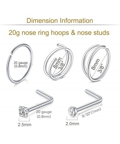 Nose Rings Nose Piercings Nose Rings Hoops Nose Ring Surgical Steel Nose Ring 20g Nose Piercings Jewelry Double Hoop Nose Rin...