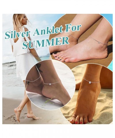 Women Silver Initial Bracelet/Anklet, 26 Letter Chain Bracelet/Foot Chain, with S925 Stamp-Send Gift Box A anklet $8.39 Anklets