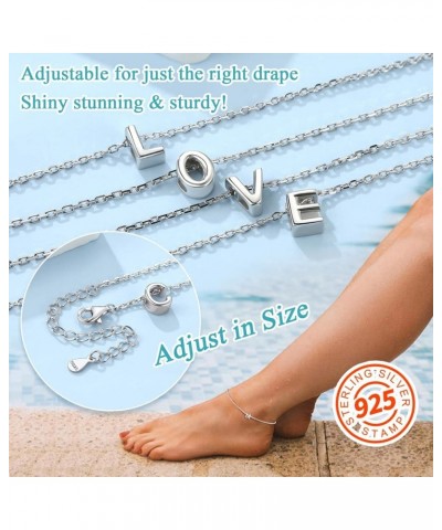 Women Silver Initial Bracelet/Anklet, 26 Letter Chain Bracelet/Foot Chain, with S925 Stamp-Send Gift Box A anklet $8.39 Anklets