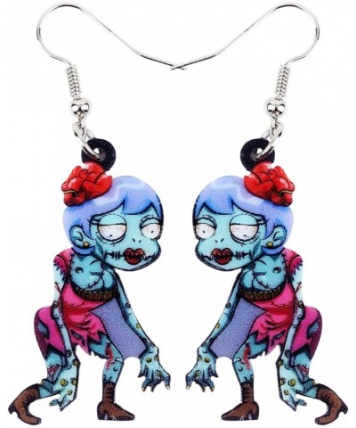 Acrylic Halloween Zombie Mummy Earrings Nurse Dangle Fashion Sugar Skull Jewelry for Women Girls Novelty Gift Blue $6.00 Earr...