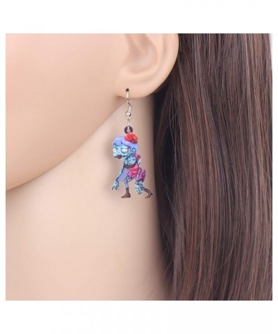 Acrylic Halloween Zombie Mummy Earrings Nurse Dangle Fashion Sugar Skull Jewelry for Women Girls Novelty Gift Blue $6.00 Earr...