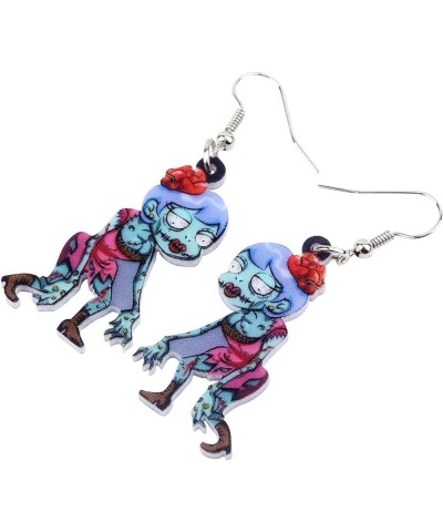 Acrylic Halloween Zombie Mummy Earrings Nurse Dangle Fashion Sugar Skull Jewelry for Women Girls Novelty Gift Blue $6.00 Earr...