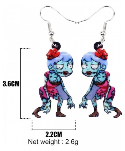 Acrylic Halloween Zombie Mummy Earrings Nurse Dangle Fashion Sugar Skull Jewelry for Women Girls Novelty Gift Blue $6.00 Earr...