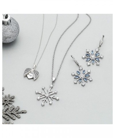 Winter Party Holiday Christmas Drop Star Ice Blue Dangle Snowflake Earrings or Pendant Necklace for Women Teen .925 Sterling ...