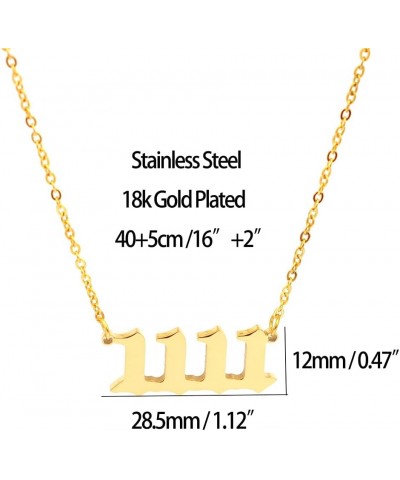 Angel Number Necklace, 18K Gold Plated Dainty 111 222 333 444 555 666 777 888 999 Pendants Choker Necklace For Women Numerolo...