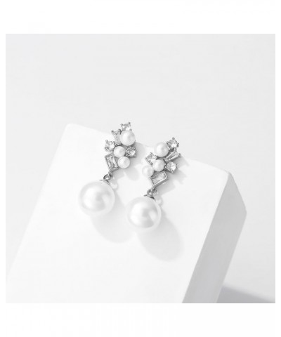 Cubic Zirconia Pearl Wedding Earrings Pearl Dangle Bridal Earrings Ivory Pearl Drop Earring Pearl Wedding Jewelry for Women B...